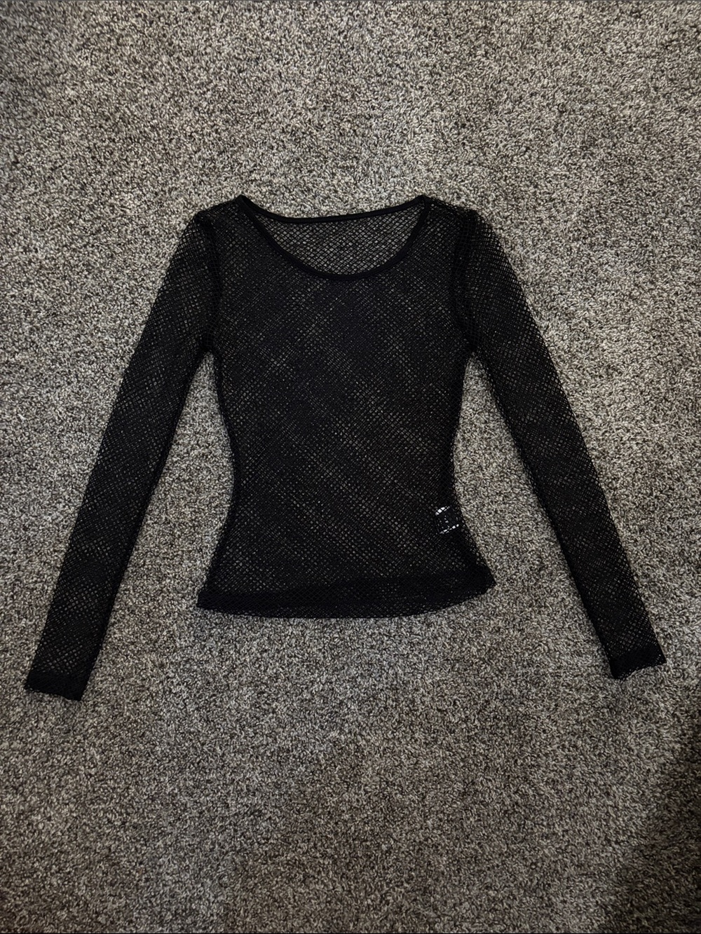 SHEIN Black Sheer Mesh Long Sleeve Top